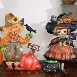Halloween Lighted Standing Witch or Scarecrow Greeter
