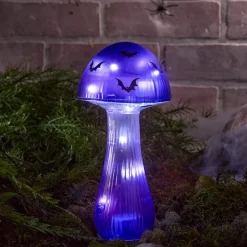 Halloween Mushroom Solar Stake Themed In Orange Purple And Green