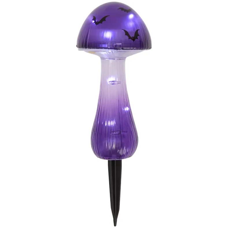 Halloween Mushroom Solar Stake Themed In Orange Purple And Green