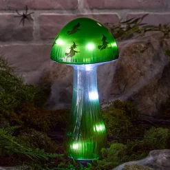 Halloween Mushroom Solar Stake Themed In Orange Purple And Green