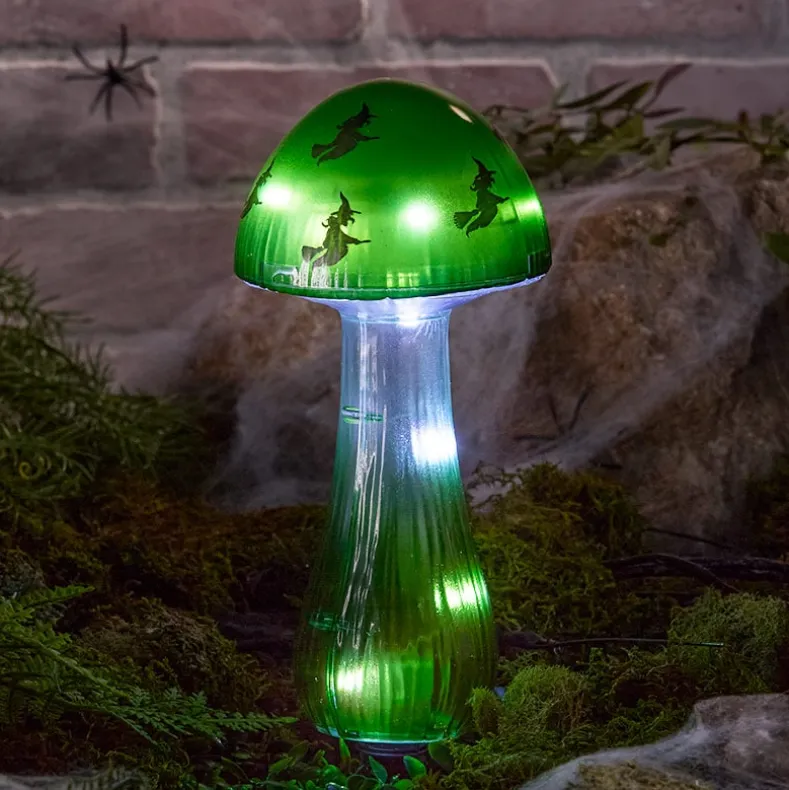 Halloween Mushroom Solar Stake Themed In Orange Purple And Green