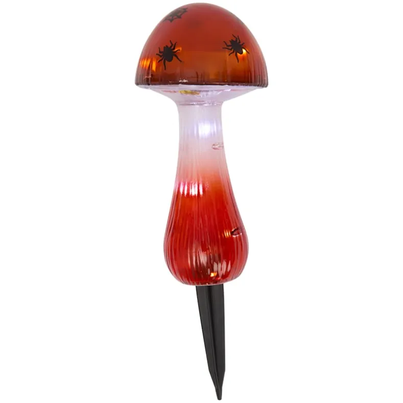 Halloween Mushroom Solar Stake Themed In Orange Purple And Green