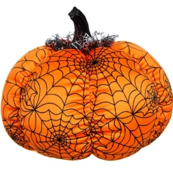 Halloween Plush Webbed Pumpkin Decor - Orange or Purple