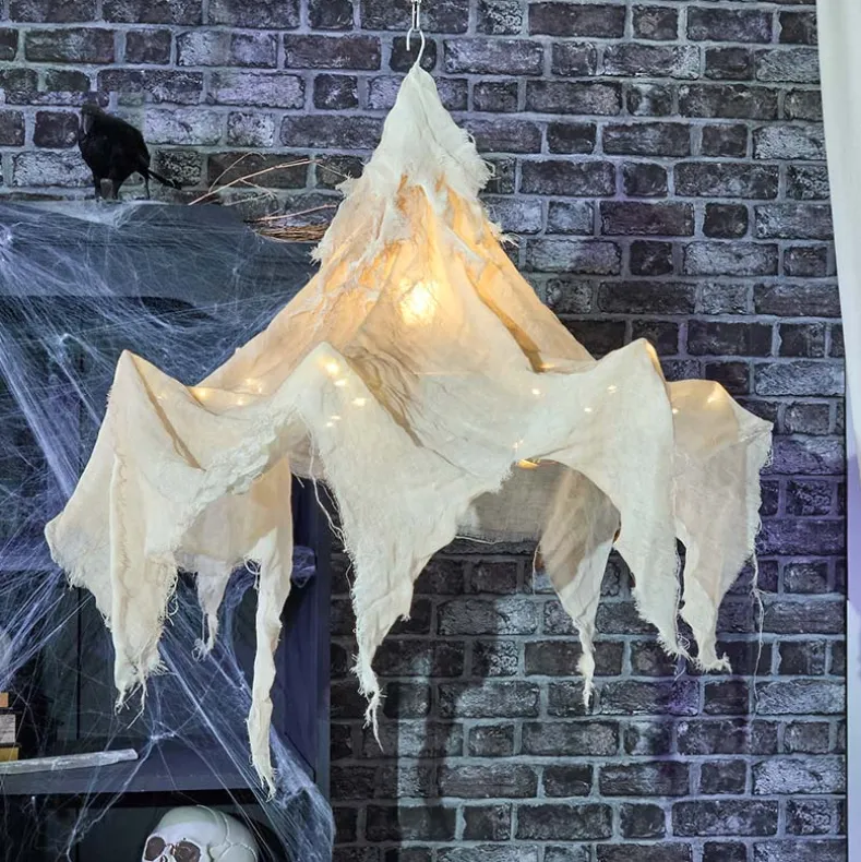 Halloween Shrouded Creepy Chandelier - Black or Chalky
