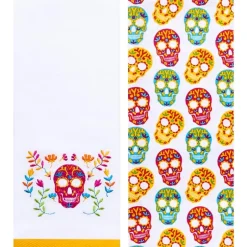 Halloween Skeletons Embroidered Kitchen Towels, Set of 2