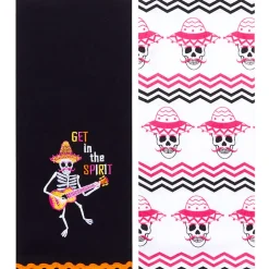 Halloween Skeletons Embroidered Kitchen Towels, Set of 2