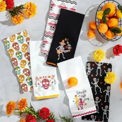 Halloween Skeletons Embroidered Kitchen Towels, Set of 2