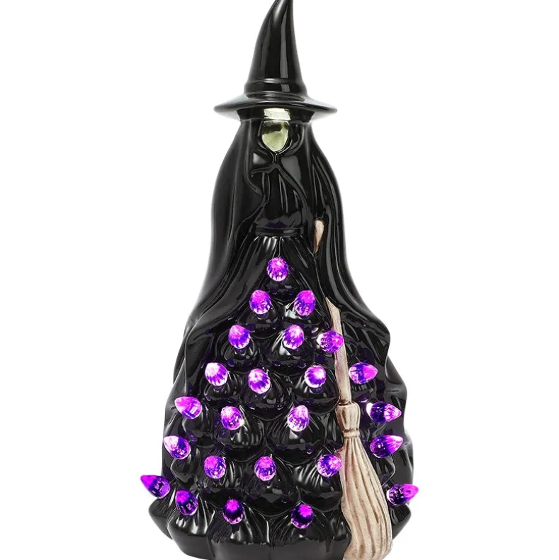 Halloween Witch Or Spirit LED Lighted Ceramic Tabletop Decor