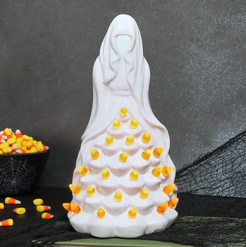 Halloween Witch Or Spirit LED Lighted Ceramic Tabletop Decor