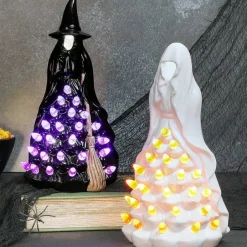 Halloween Witch Or Spirit LED Lighted Ceramic Tabletop Decor