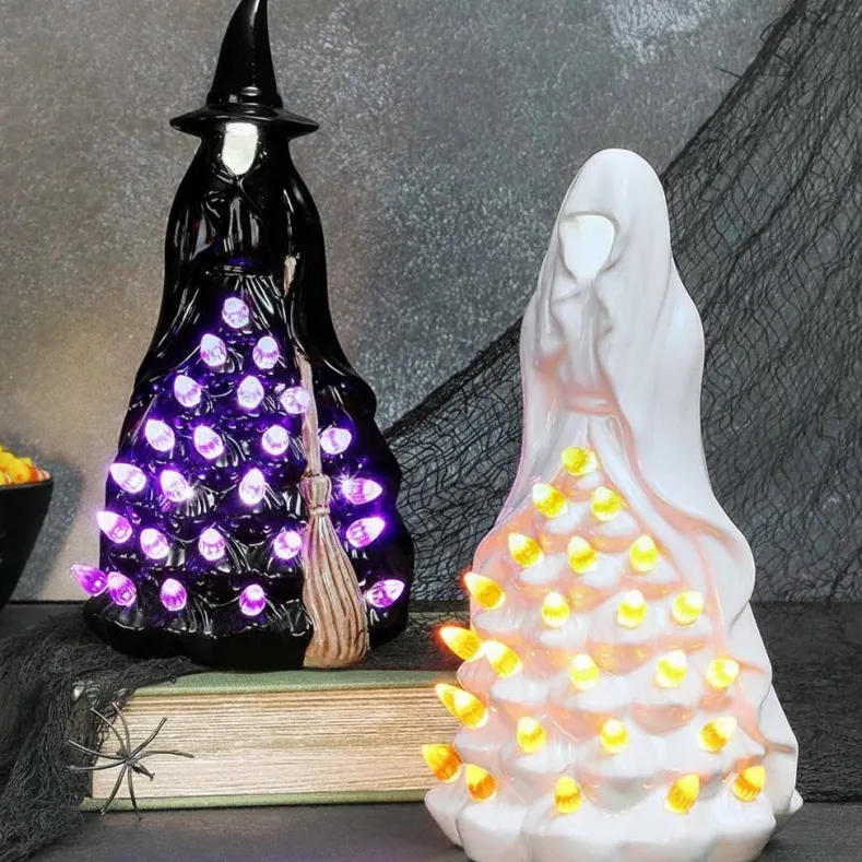 Halloween Witch Or Spirit LED Lighted Ceramic Tabletop Decor