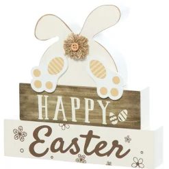 Happy Easter Stacked Block Sign with Bunny - Natural or Spring