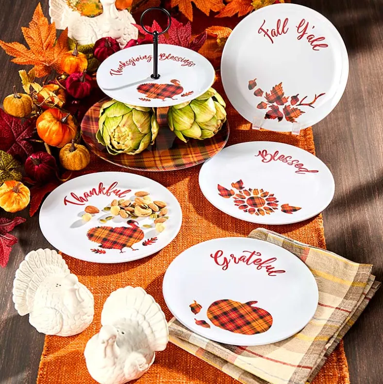 Harvest Plaid Tableware - Salad Plates or Serving Tray
