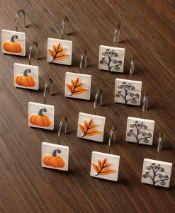 Harvest Themed Shower Curtain Hooks Set of 12