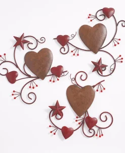 Hearts and Stars Rustic Wall Art - 3 Piece Set