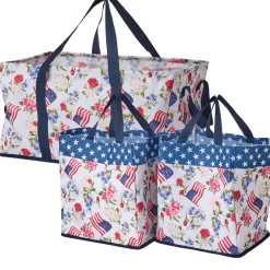 Heavy-Duty All Purpose Patterned Tote Bags - Set of 3