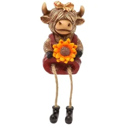 Highland Cow Shelf Sitter Girl With Sunflower Or Boy With Pumpkin