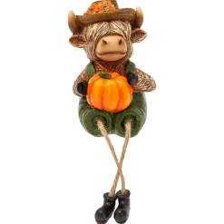 Highland Cow Shelf Sitter Girl With Sunflower Or Boy With Pumpkin