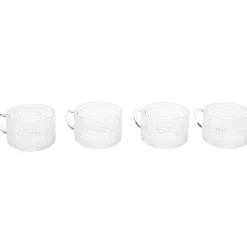 Hobnail Clear Glass Mugs - Set of 4