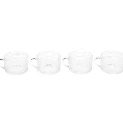 Hobnail Clear Glass Mugs - Set of 4