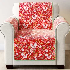 Holiday Cardinal Quilted Furniture Cover Chair, Loveseat, Sofa