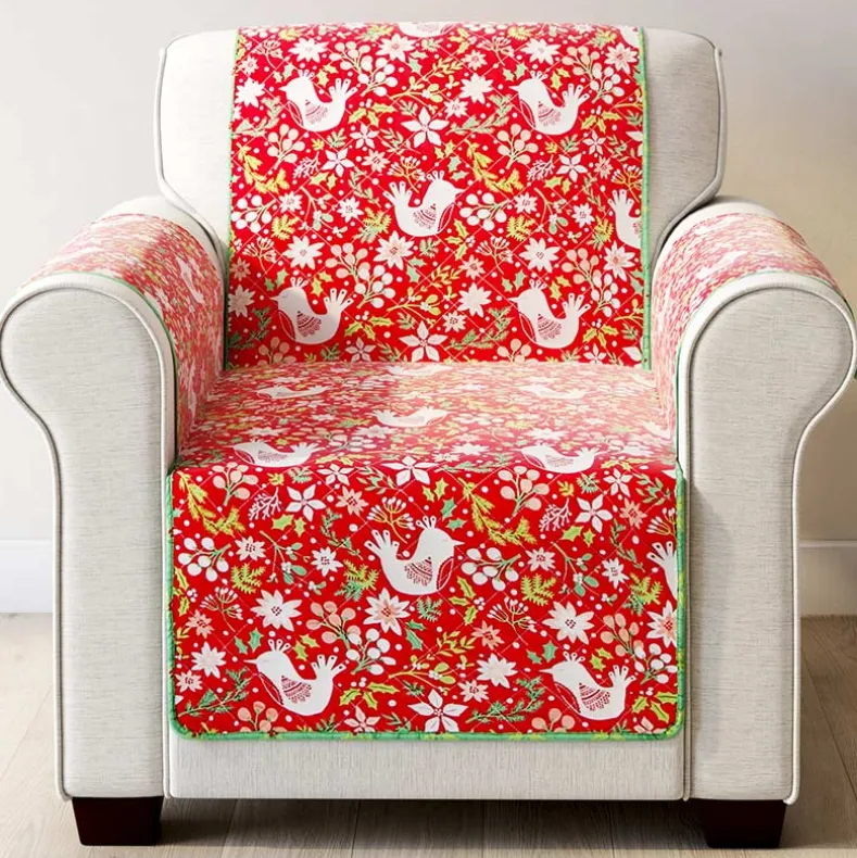 Holiday Cardinal Quilted Furniture Cover Chair, Loveseat, Sofa