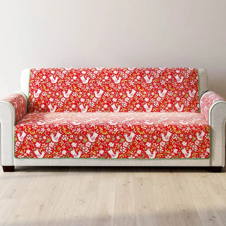 Holiday Cardinal Quilted Furniture Cover Chair, Loveseat, Sofa