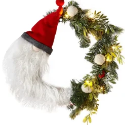 Holiday Lighted Gnome Wreath