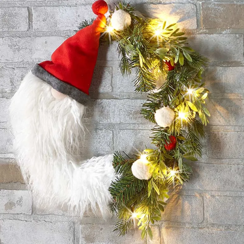 Holiday Lighted Gnome Wreath