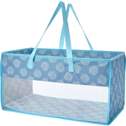 Home Storage Tote Bin with Mesh - Flip Flop or Shell Print