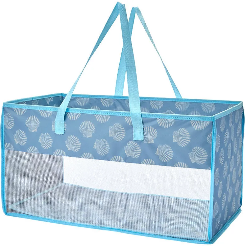 Home Storage Tote Bin with Mesh - Flip Flop or Shell Print