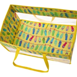 Home Storage Tote Bin with Mesh - Flip Flop or Shell Print