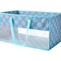 Home Storage Tote Bin with Mesh - Flip Flop or Shell Print