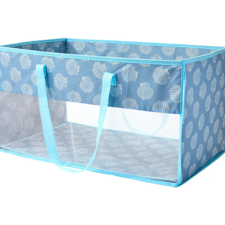 Home Storage Tote Bin with Mesh - Flip Flop or Shell Print