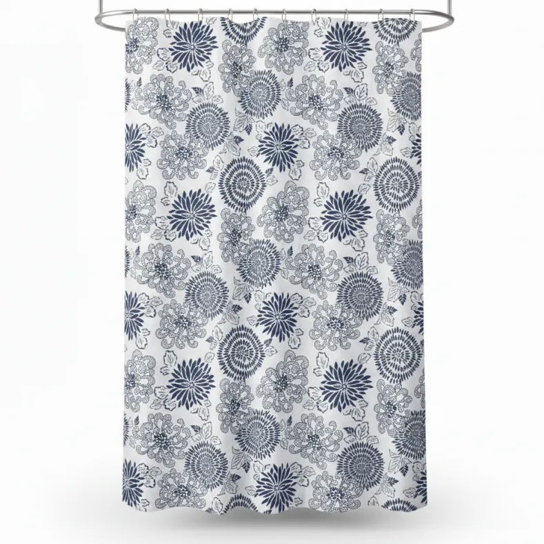 Homewear Chrysanthemum Shower Curtain with Hooks