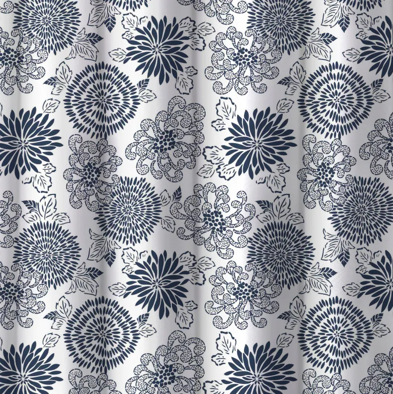 Homewear Chrysanthemum Shower Curtain with Hooks