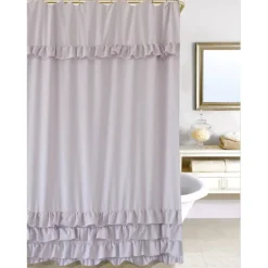Homewear Four-Tier Ruffle Shower Curtain with Hooks