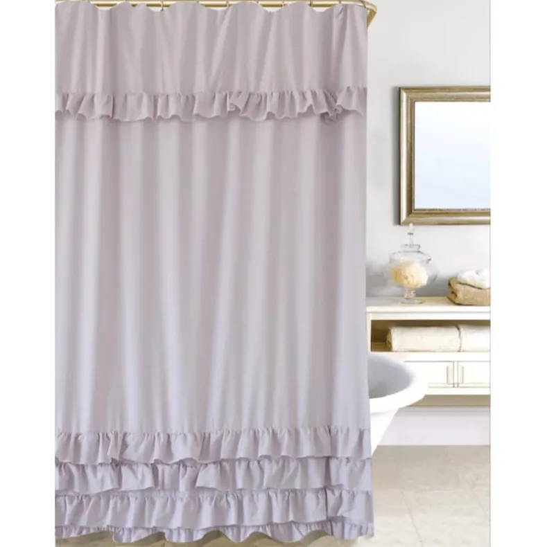 Homewear Four-Tier Ruffle Shower Curtain with Hooks