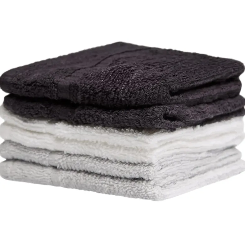 Homewear Highland Border Zero Twist Cotton Washcloth, Set of 6