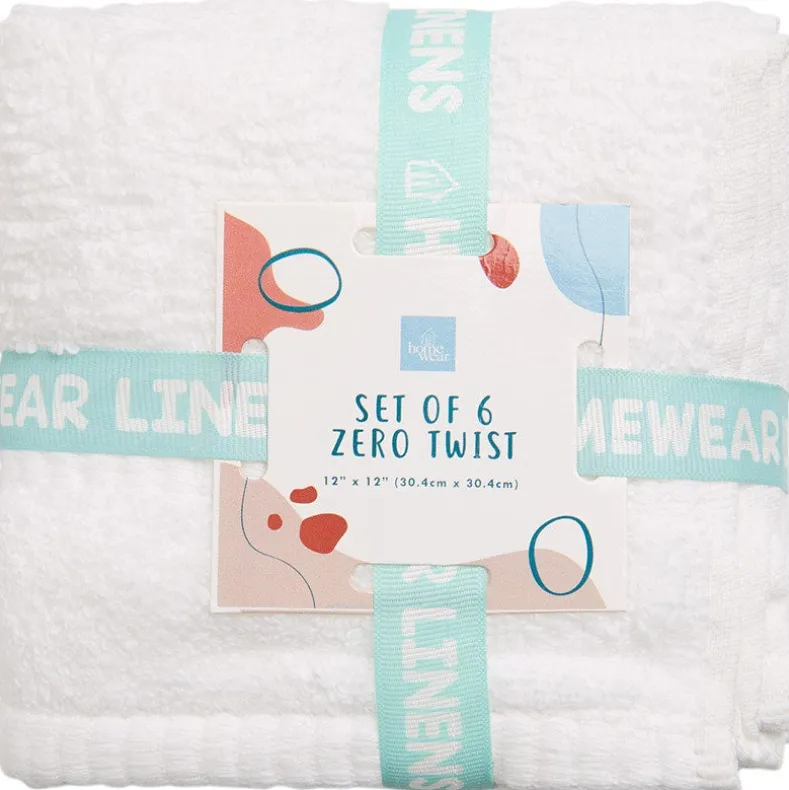 Homewear Highland Border Zero Twist Cotton Washcloth, Set of 6