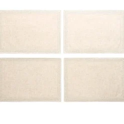 Homewear Linen Hemstitch Border Set of 4 Placemats 13" x 19"