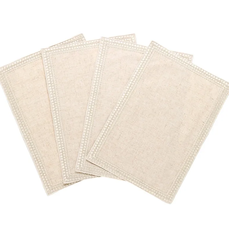 Homewear Linen Hemstitch Border Set of 4 Placemats 13" x 19"