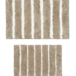 Homewear Luxury Stripe Bath Rug with Non-Skid Backing, Set of 2