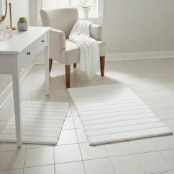 Homewear Luxury Stripe Bath Rug with Non-Skid Backing, Set of 2