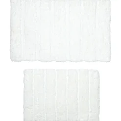 Homewear Luxury Stripe Bath Rug with Non-Skid Backing, Set of 2