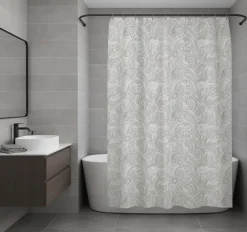 Homewear Paisley Cotton Shower Curtain with Buttonhole Top