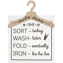 Humorous Laundry Room Wall Décor - Laundry Hooks or Schedule