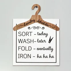 Humorous Laundry Room Wall Décor - Laundry Hooks or Schedule
