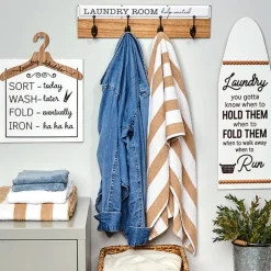 Humorous Laundry Room Wall Décor - Laundry Hooks or Schedule
