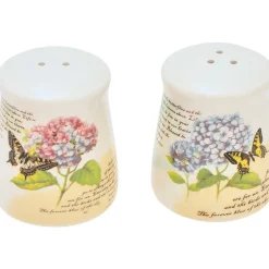 Hydrangea & Butterfly Salt and Pepper Shakers